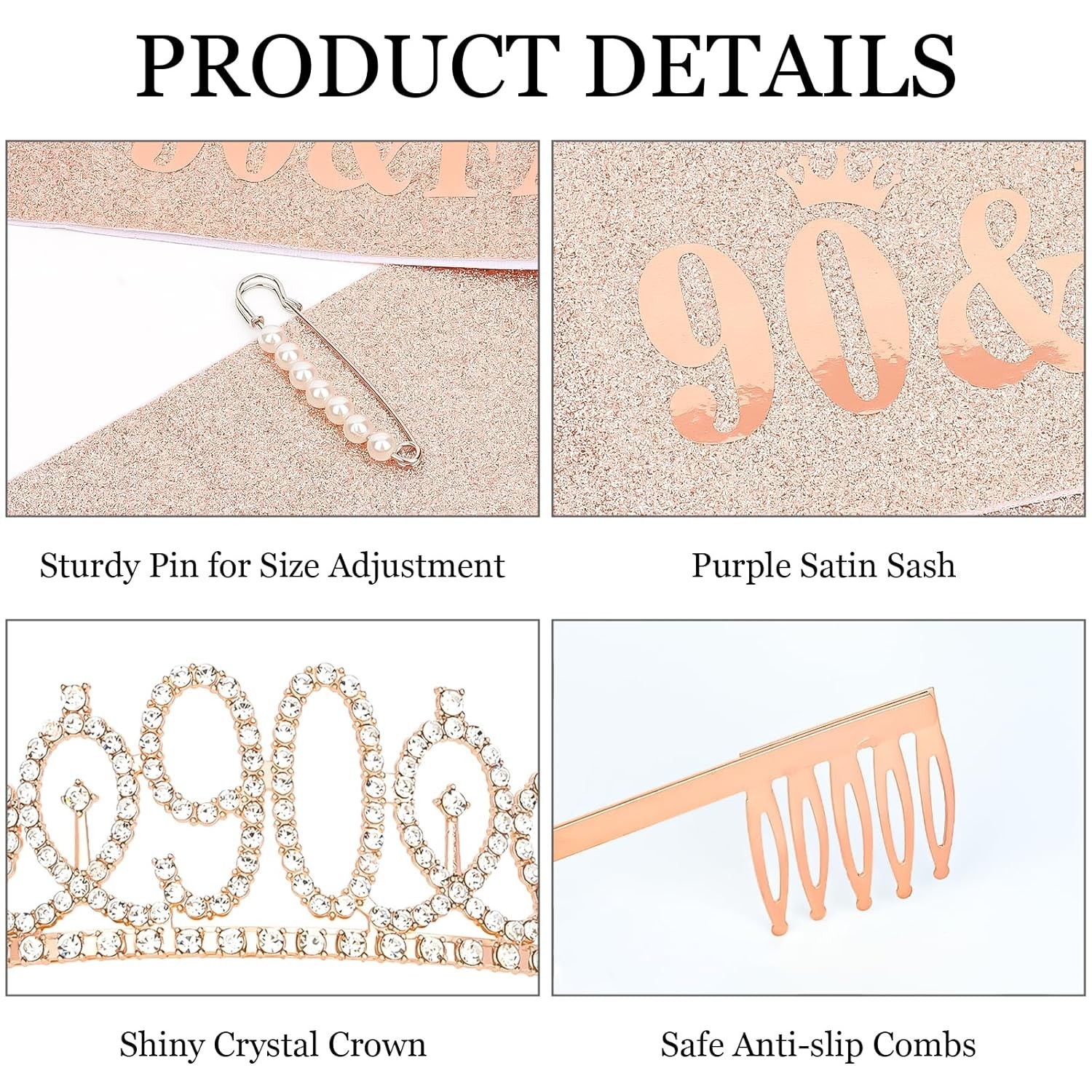 90 & Fabulous Tiara and Glitter Sash Set – Perfect Gift for 90th Birthdays