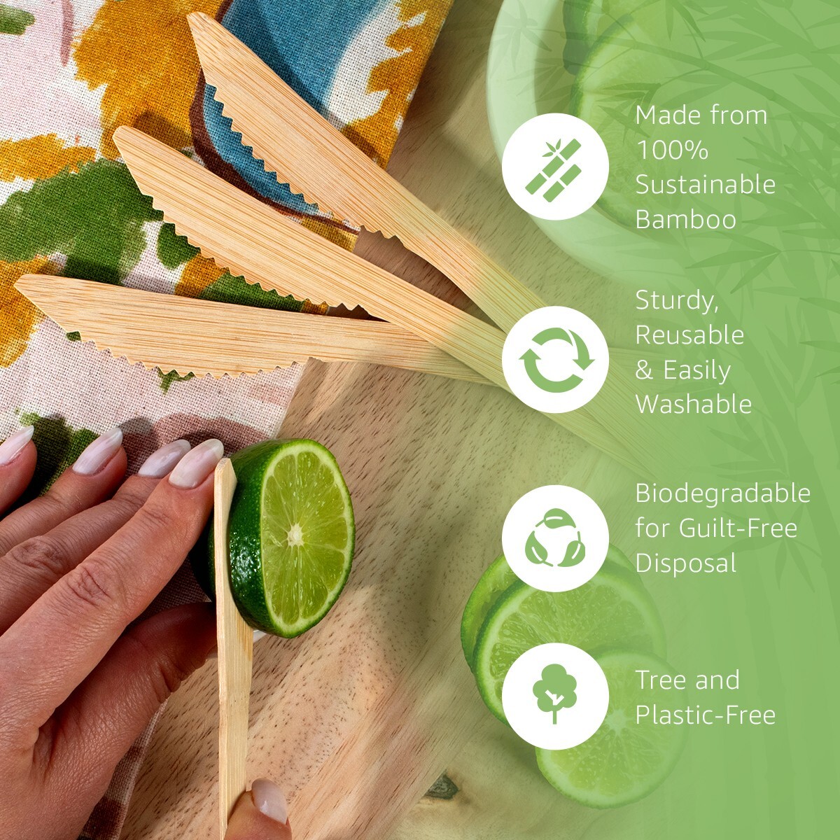 Ibambo 100% Bamboo Knives – 100 Compostable Knives, Disposable or Reusable