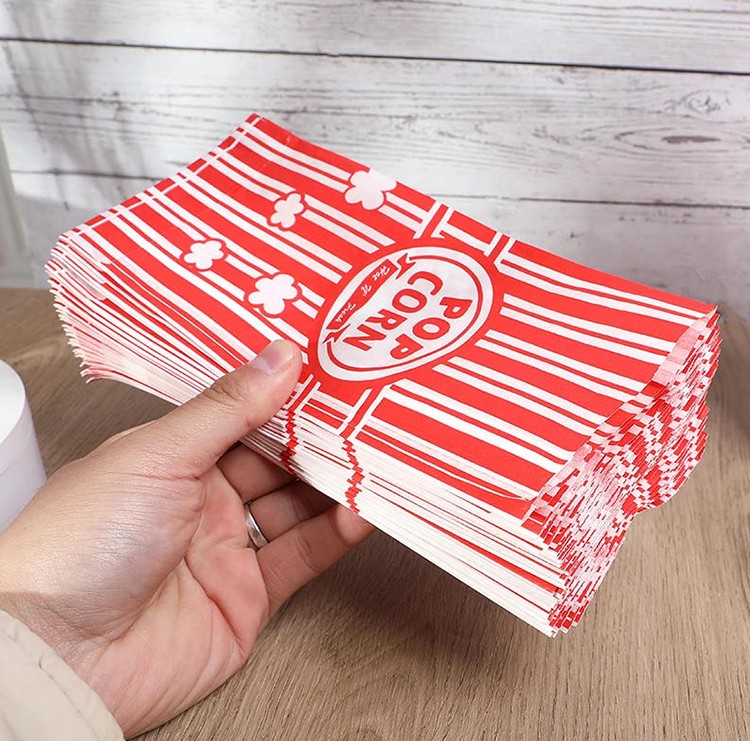 150Pcs Popcorn Paper Bags Retro Popcorn Bags for Party Snack Movie Night