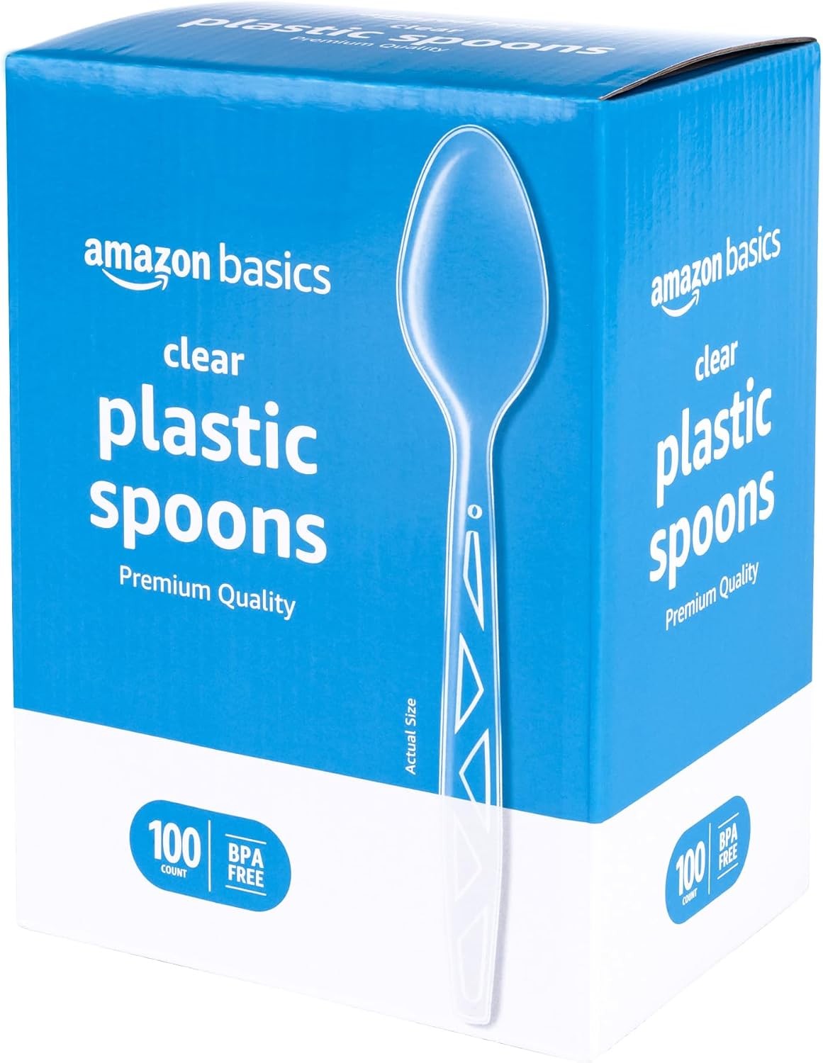 Disposable Clear Plastic Spoons, Premium Quality, 100 Count, Large Pack,