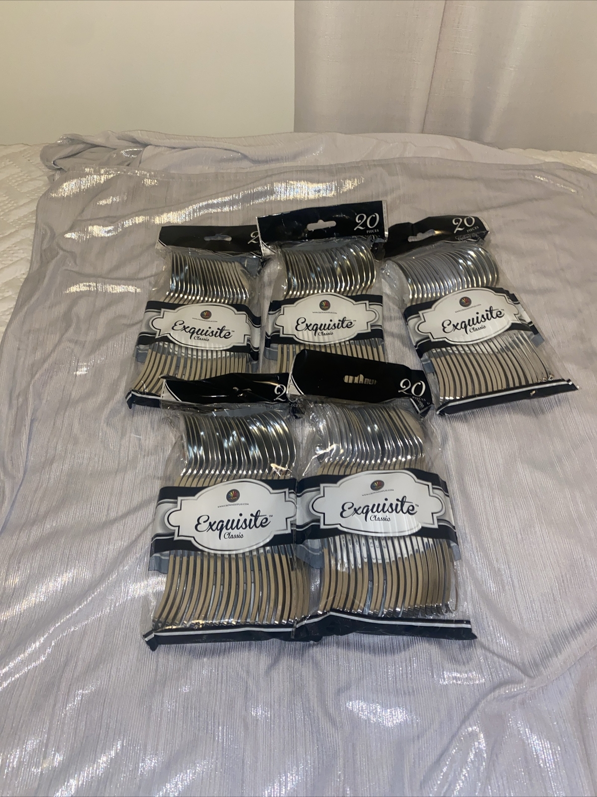 100 Plastic Spoons Silver 5 Packs Of 20 Exquisite Premium Plastic