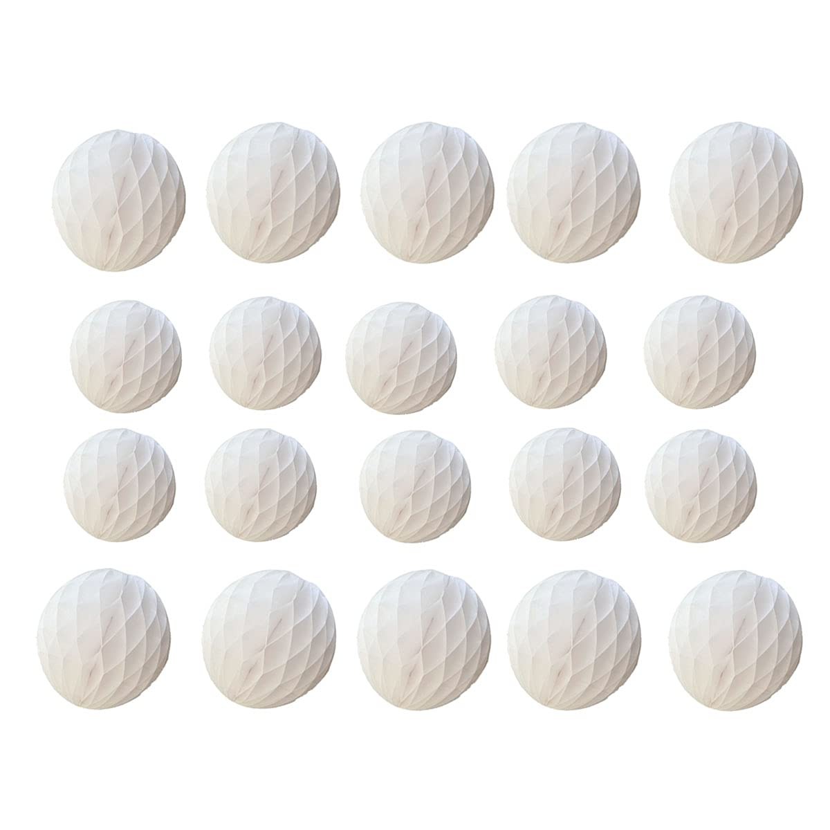 20 PCS White Honeycomb Tissue Paper Pom Poms Flower Balls Decor 3in+6in