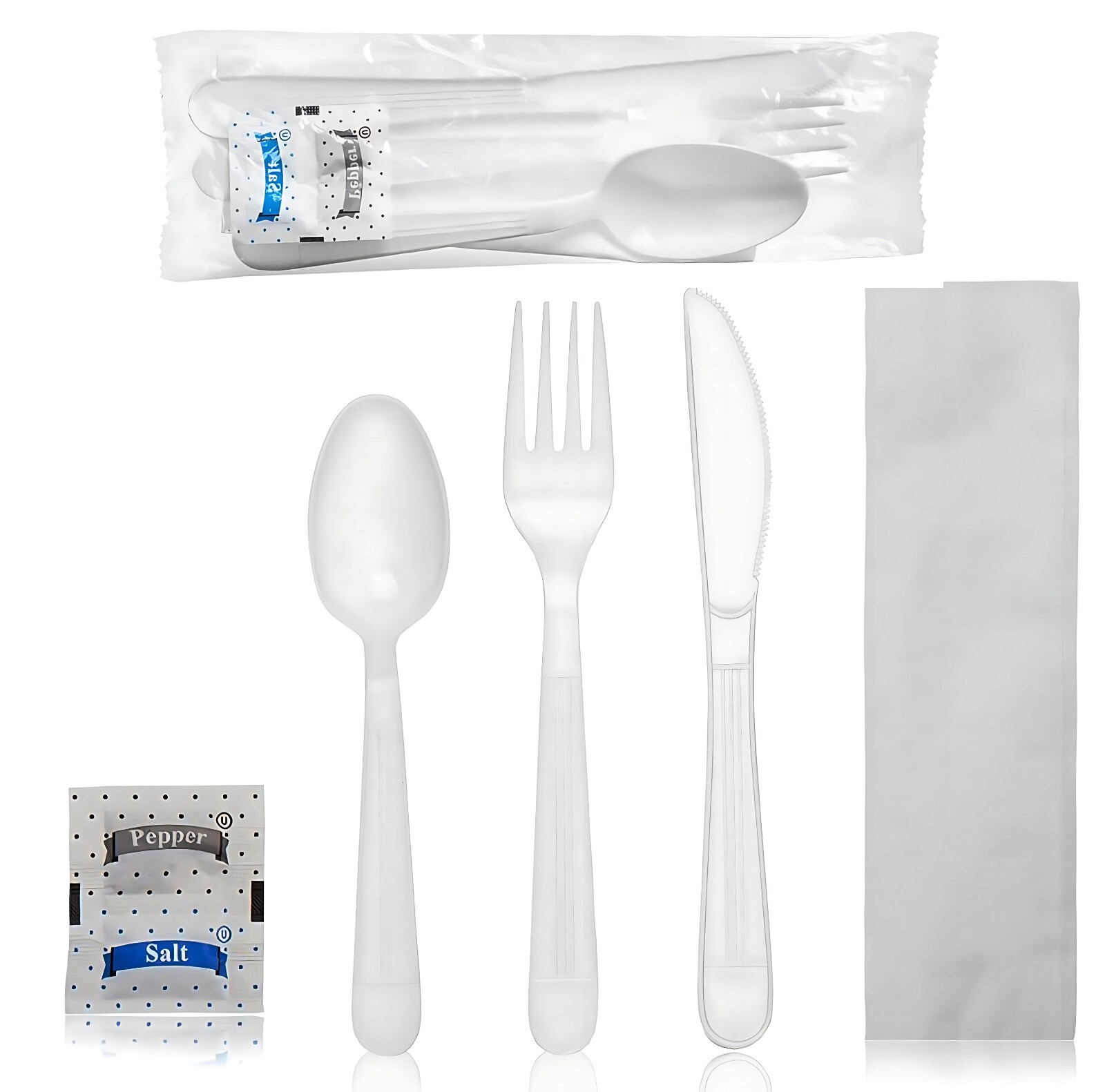 Utensil Plastic Disposable Cutlery Pack Fork Spoon Knife Napkin Salt Pepper Pack