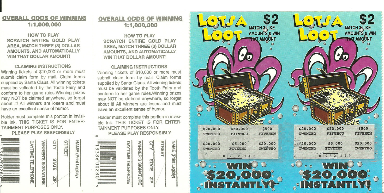 24 FaKe GaG JoKe PrAnK LoTTo LoTTeRy TiCkEtS Special Price $7.79 *FREE Shipping