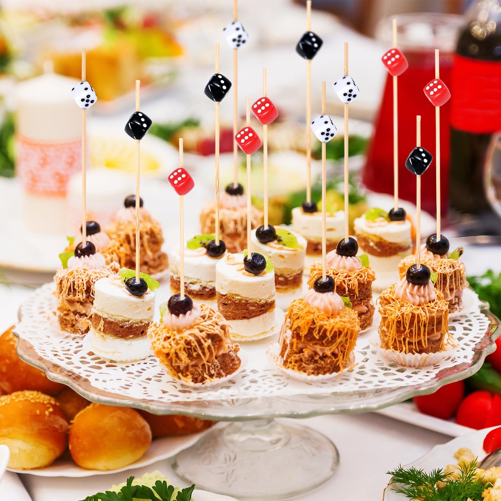 100 PCS Dice Casino Toothpicks Appetizers 4.7 Inch Decorative Cocktail Picks