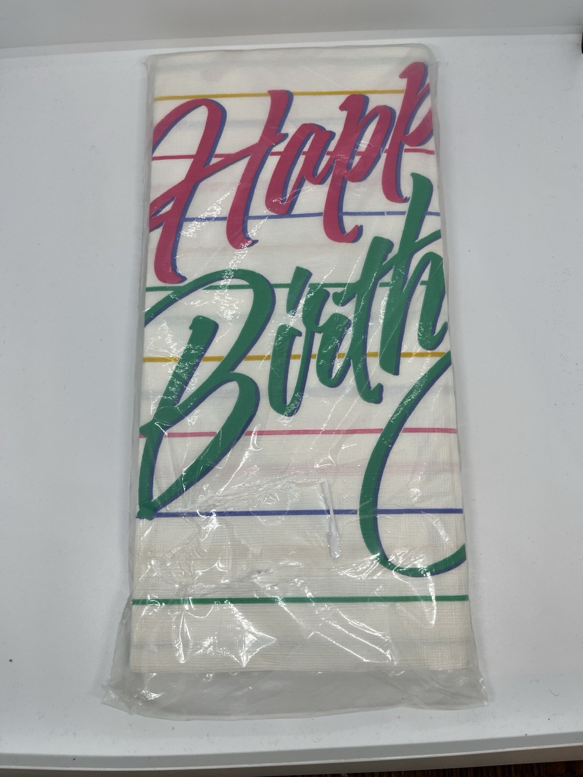 Hallmark 90’s Theme Teal Hot Pink Made In USA 54”x102” Paper Tablecloth