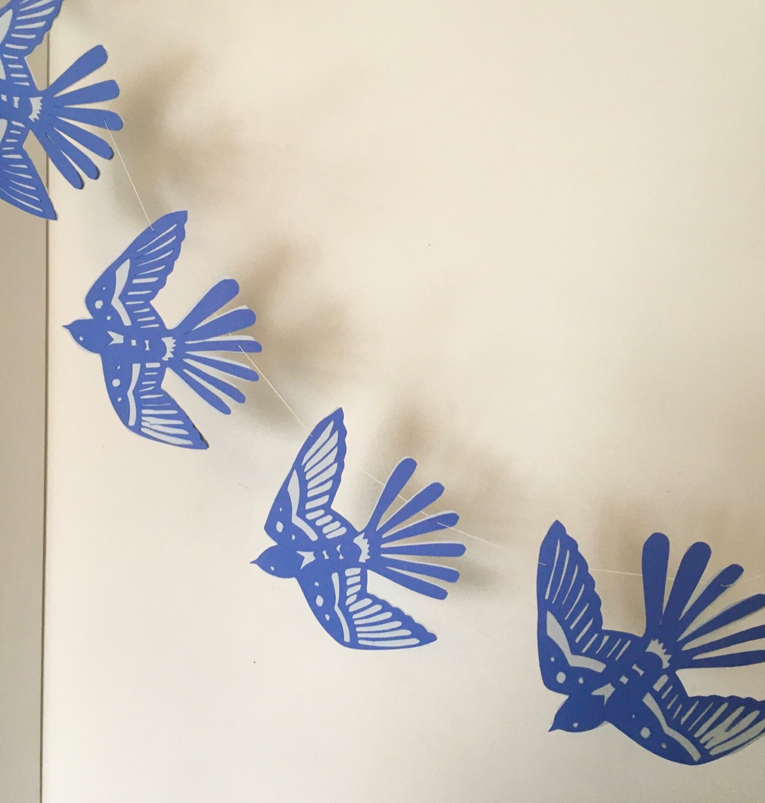 swallow garland, paper birds bunting, blue bird garland, bird hanging decoration