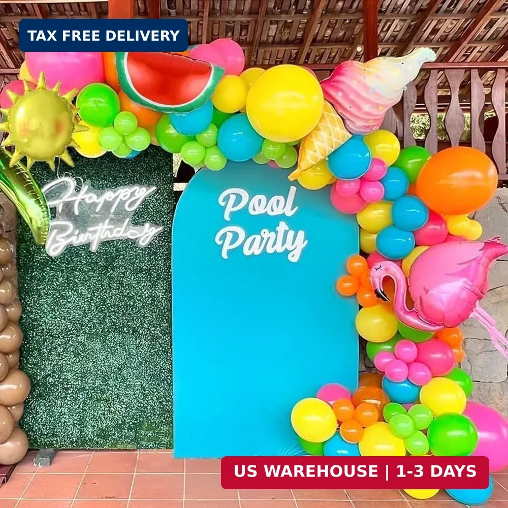Tropical Hawaiian Balloons Arch Kit 144pcs Summer Party Decor with Watermelon,Ic