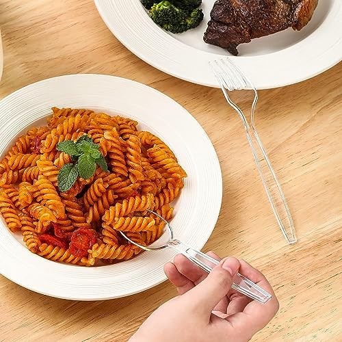 [400 Count] Clear Plastic Forks and Spoons Set Bulk – Heavy Duty Disposable Spoo