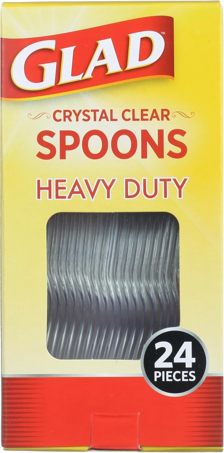 Glad Clear Plastic Spoons – Dishwasher Safe Clear Disposable Heavy Duty Utensils