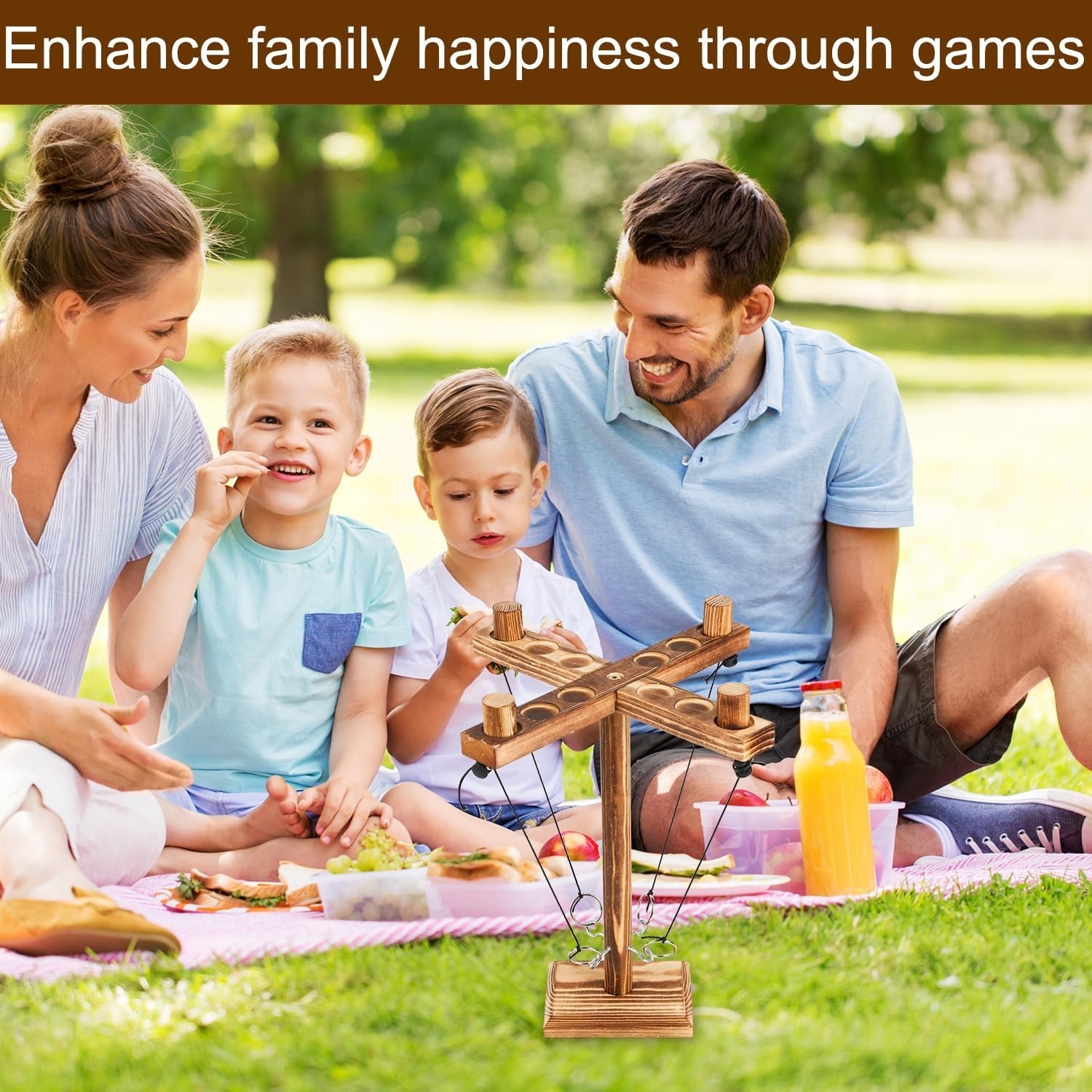 Wooden Ring Toss Game Hook & Ring Tabletop Indoor Outdoor Party Family Game Gift