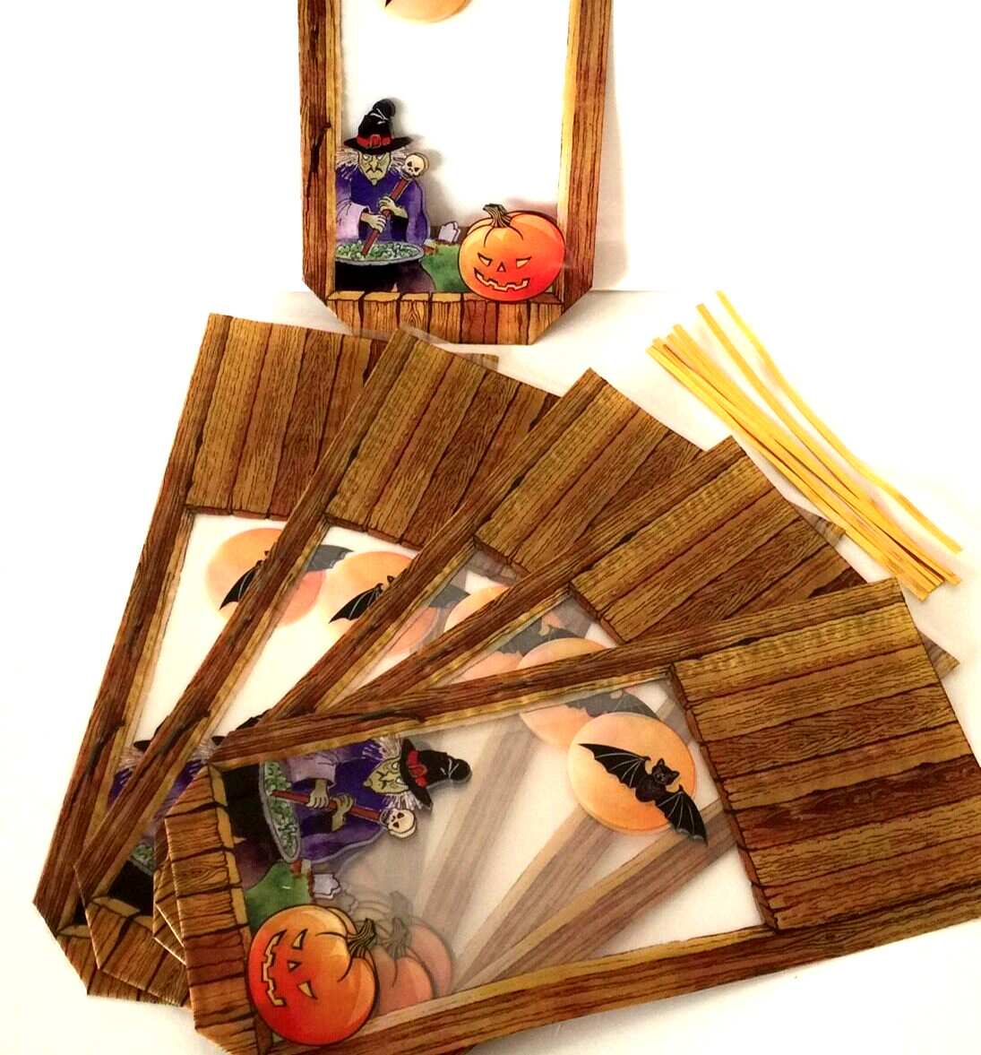 6 X HALLOWEEN TREAT Cello goodie LOOT BAGS Spooky Witch Pumpkin SWEETS CANDY