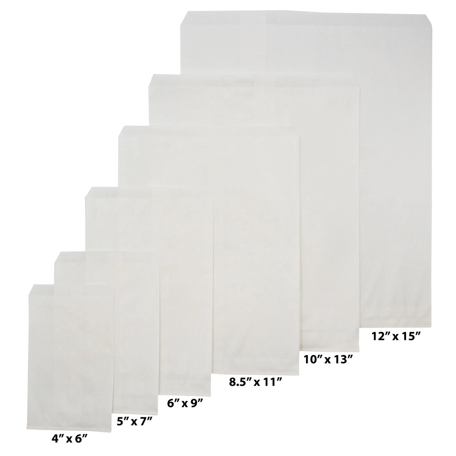 CuteBox White/Kraft Flat Paper Gift Bags 100pcs