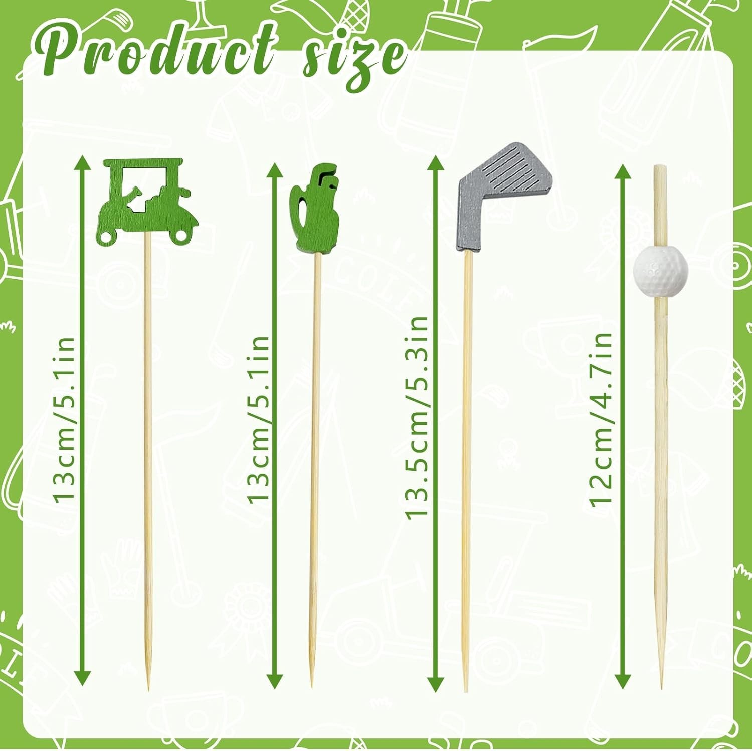 200Pcs Golf Cocktail Picks,4.7 Inch Golf Theme Decorative End Cocktail Skewer…