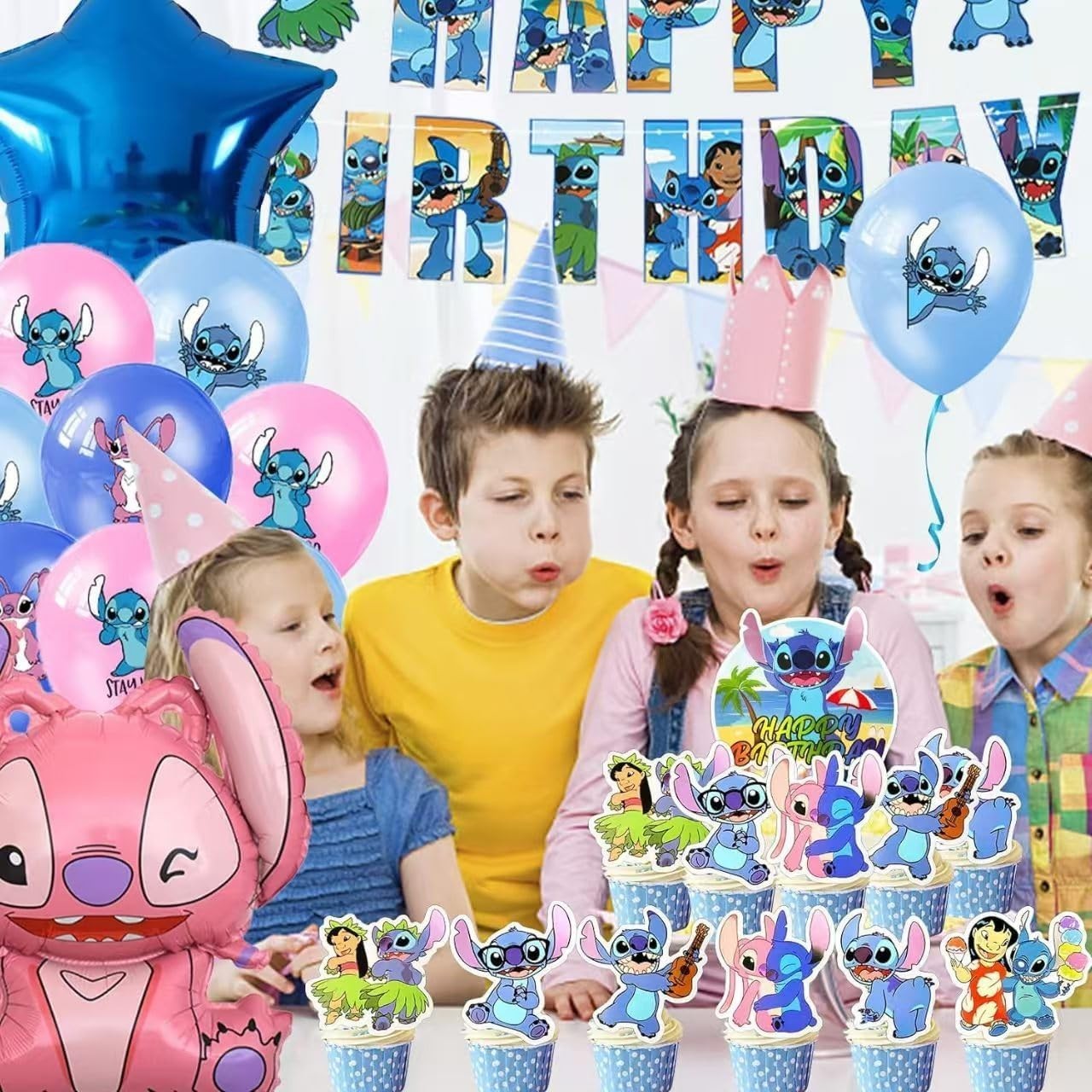 Stitch Birthday Party Supplies Set Balloons Banner Cake Toppers Kids Festive …