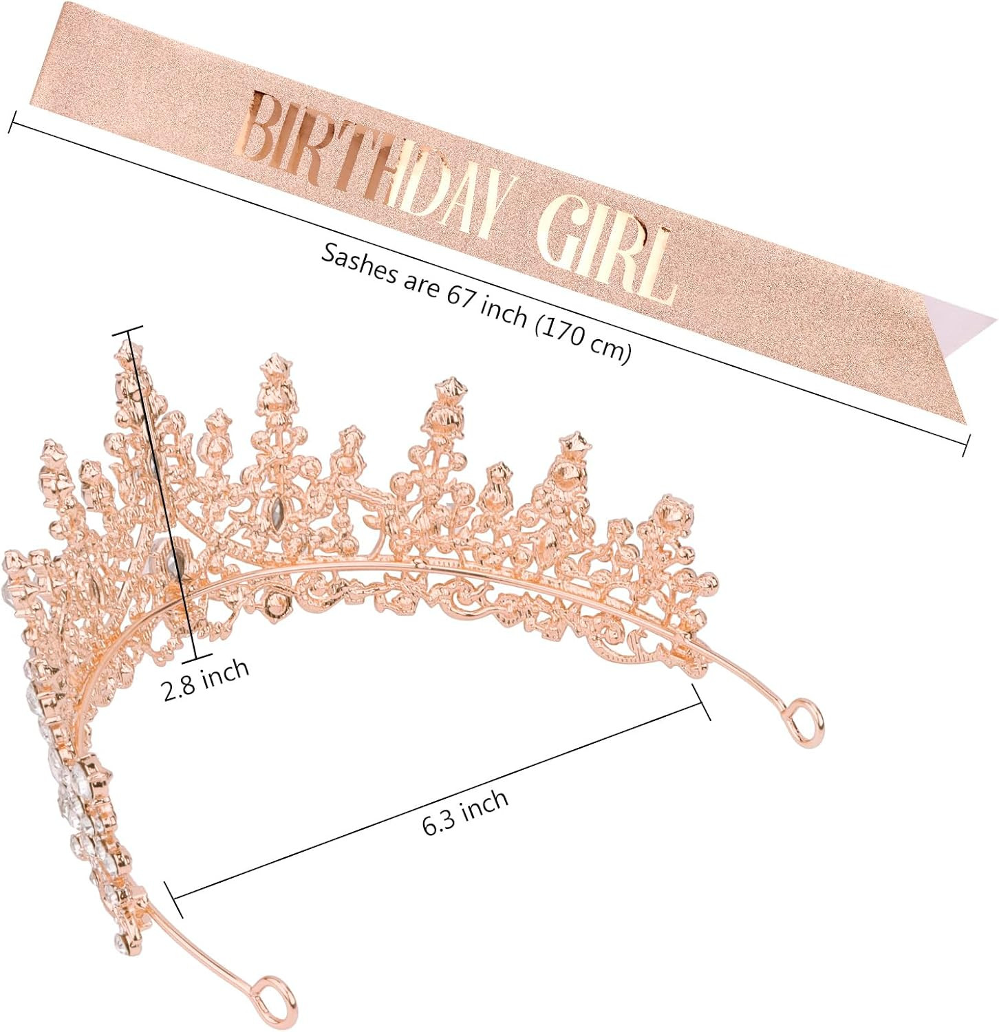 BIRTHDAY GIRL Sash for Women Happy Birthday Sashes and Crowns for Girls Crystal
