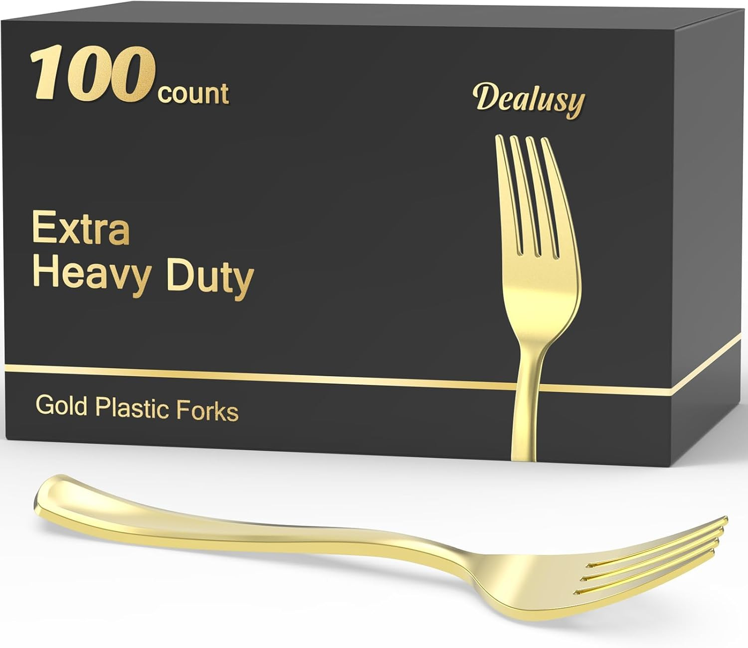 100 Count Heavy Duty Gold Plastic Forks Disposable, Bpa-Free, Heat Resistant,…