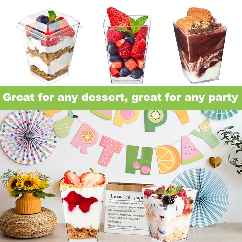 5oz Plastic Dessert Cup with Lid & Spoon Set