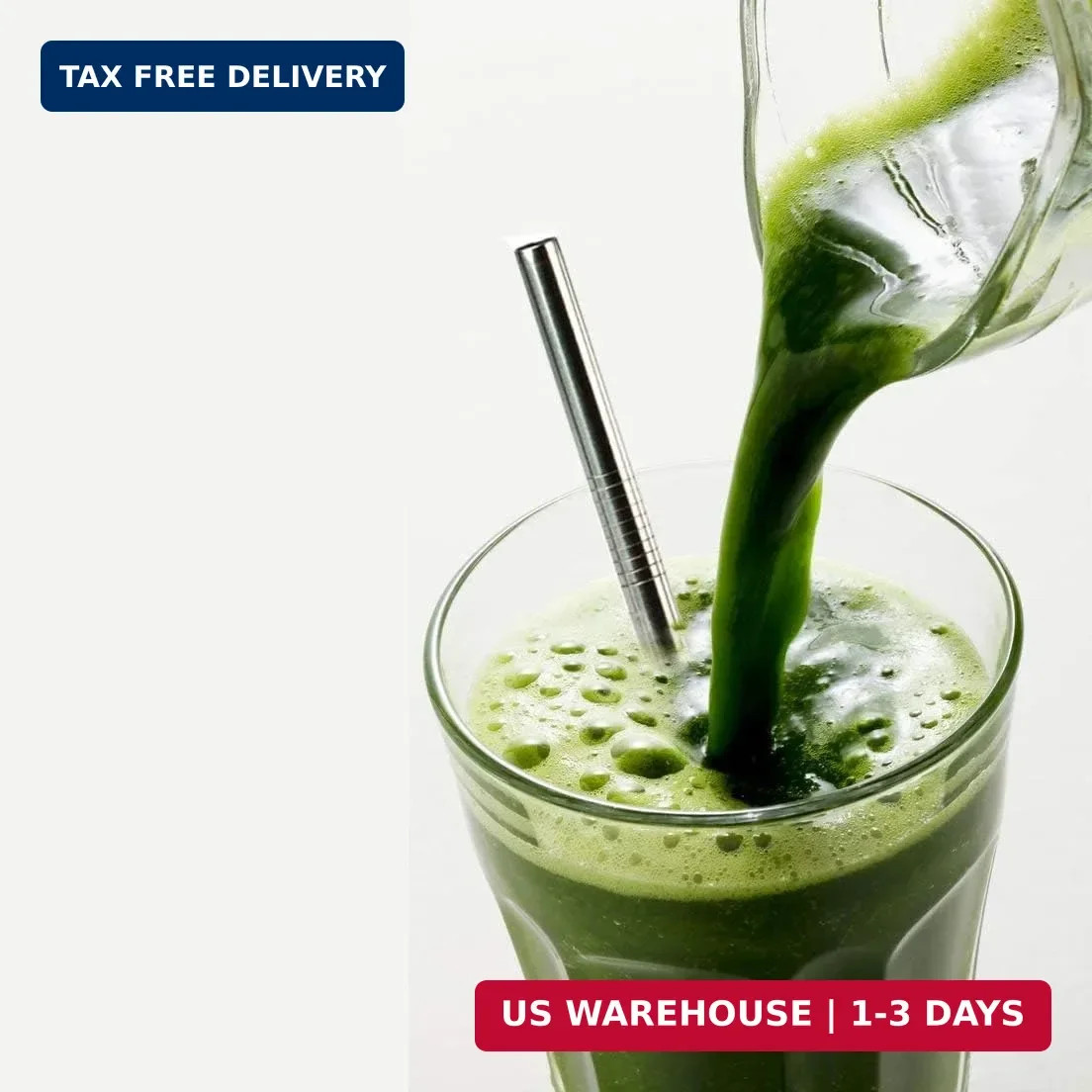 ALINK Stainless Steel Smoothie Straws, 9 inch X 0.315 in Reusable Metal Straws f