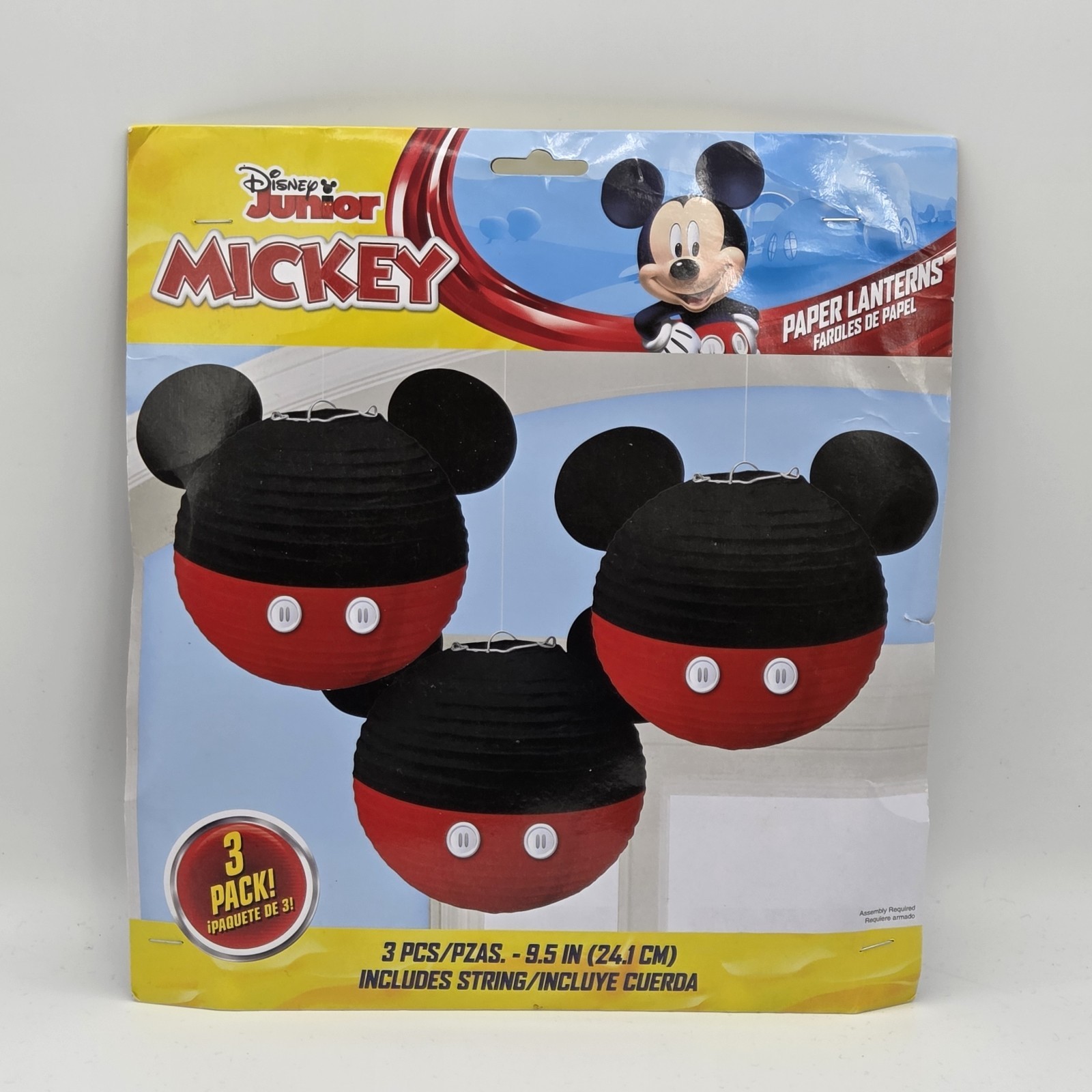 Disney Junior Jr. Mickey Mouse Birthday Party Paper Lanterns Set of 3 Boys Girls