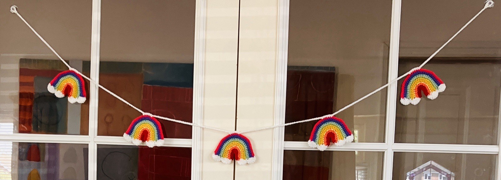 🌈 NEW Hand Crochet Rainbows Bunting Window Camper BIRTHDAY Gift 50 inches