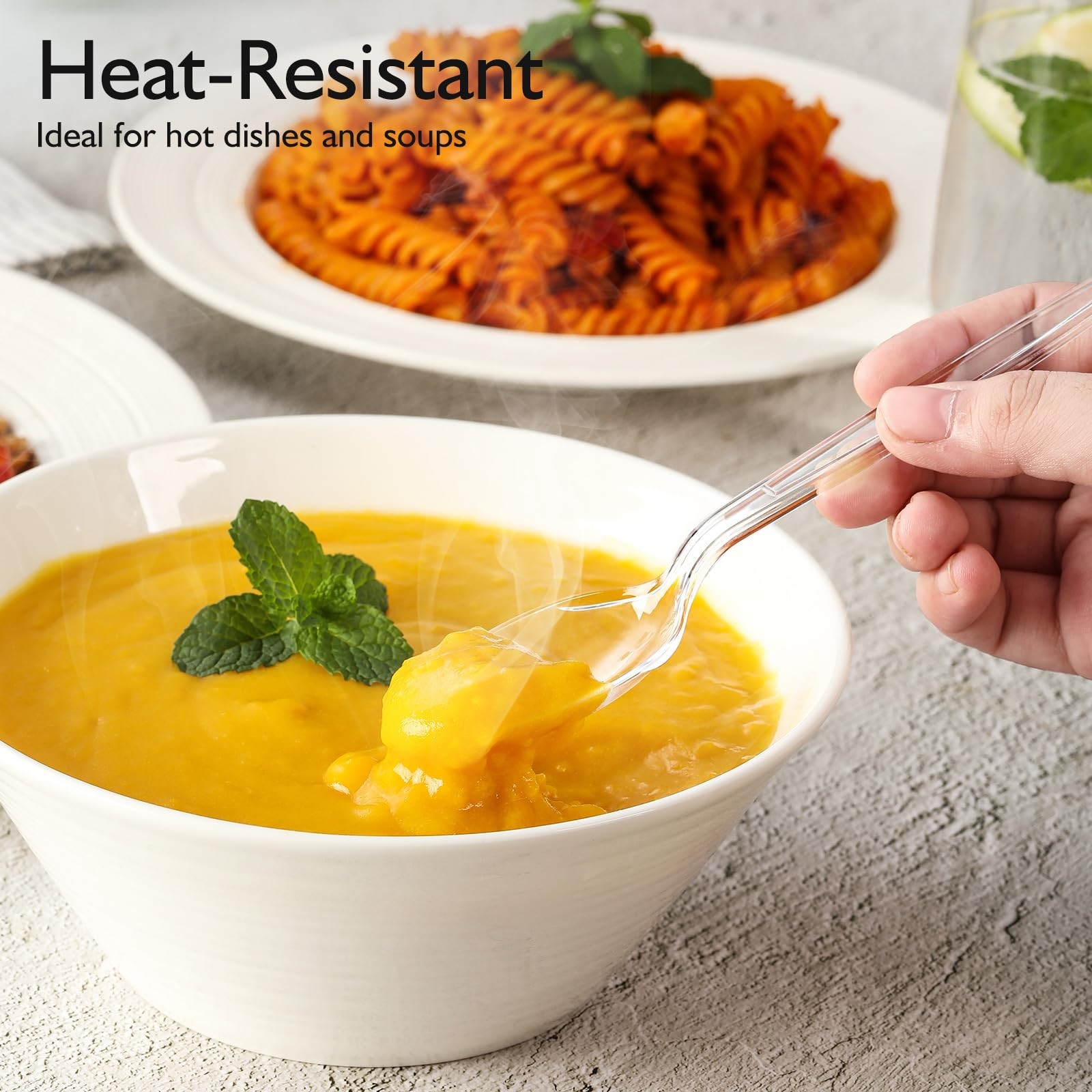 [100 Count] Clear Plastic Spoons Heavy Duty, Premium Disposable Spoons, Durable