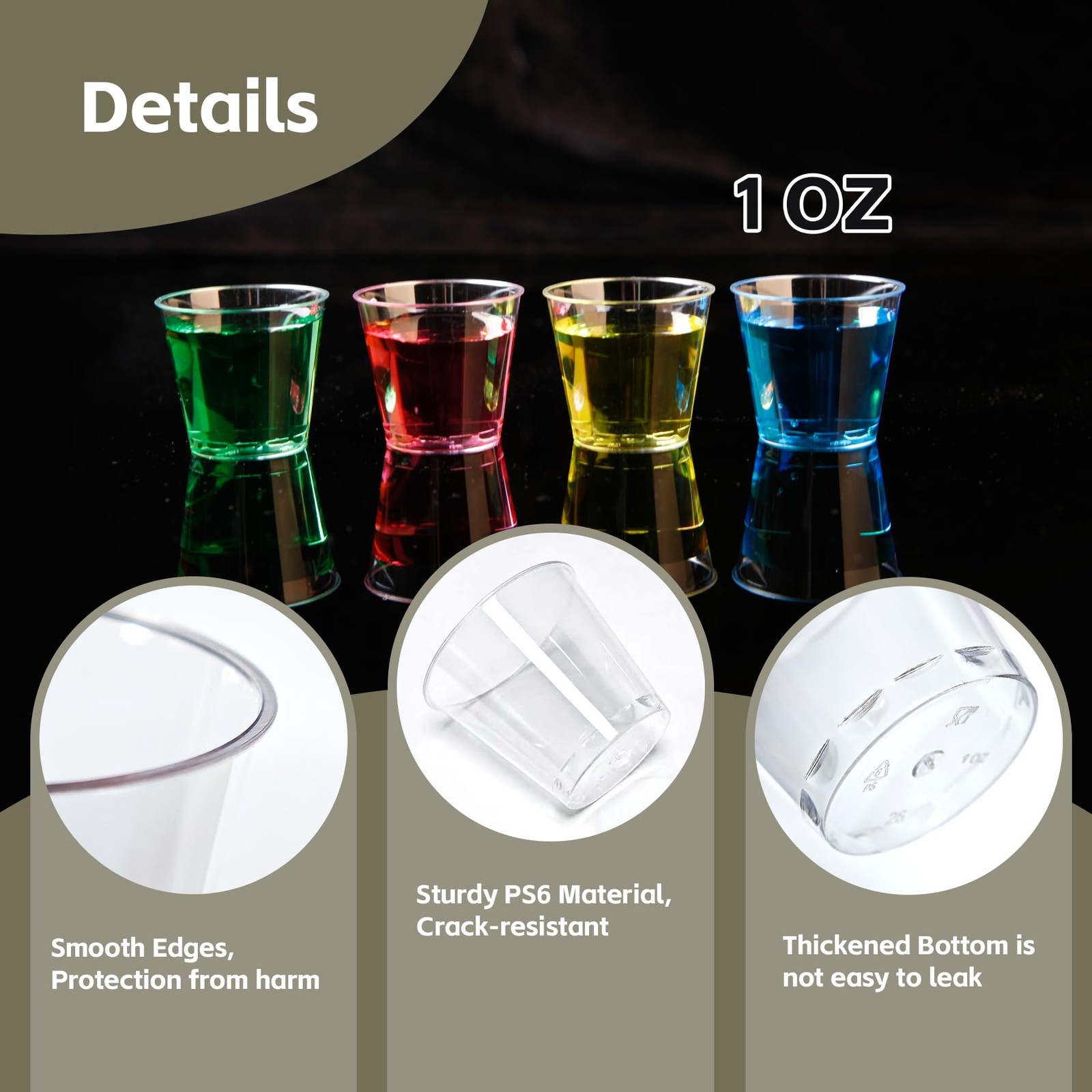 Shot Glasses, 500 Counts 1OZ. Disposable Plastic, Clear, Crack Proof, 1.0 Ounces