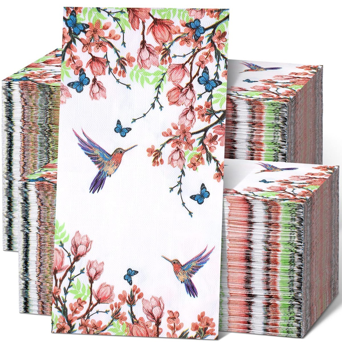 Jetec 200 Count Flower Birds Disposable Bathroom Hand Towels Paper Guest Towels