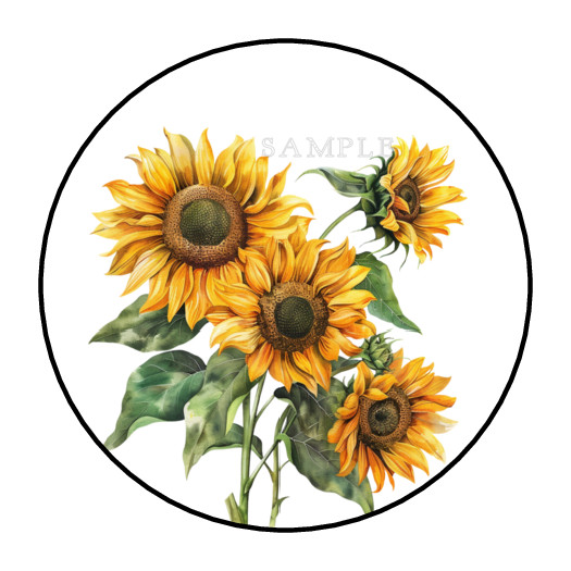 Sunflower stickers labels tags envelope seals party favors