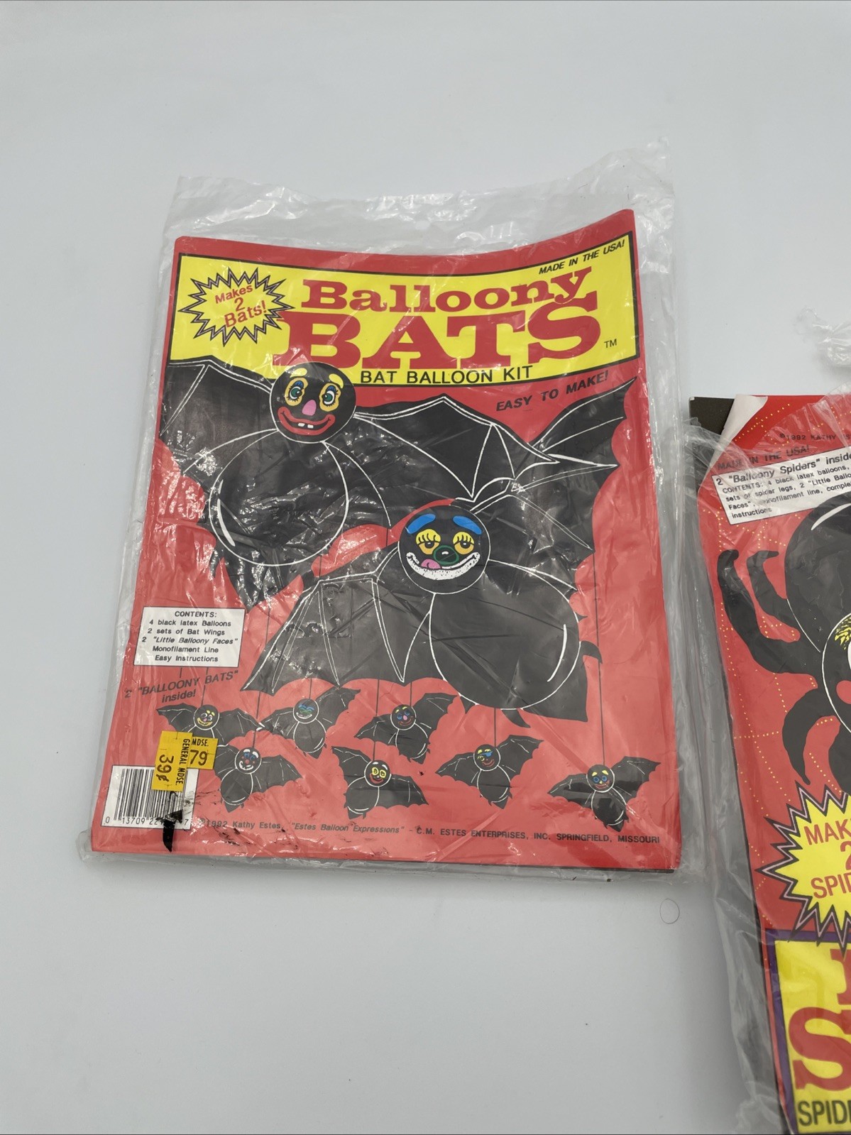 2 VTG Halloween Balloony Spiders And Bats Balloon Kit 1992 Kathy Estes A9