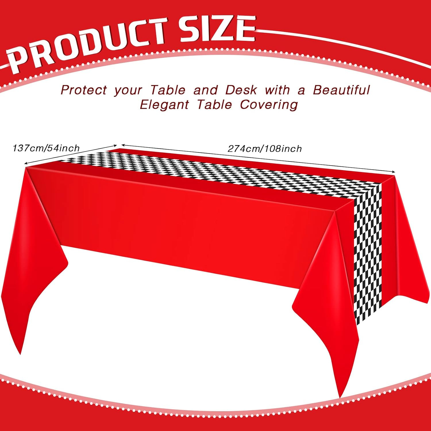 3 Sheets Car Birthday Party Supplies Racing Party Decorations 54 X 108 Inch Red