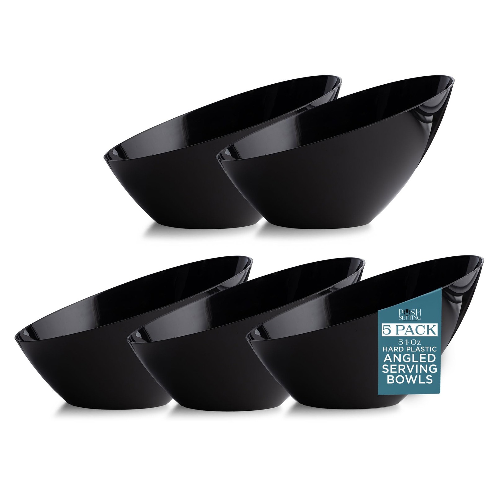 Black Plastic Serving Bowls Disposable – Angled Bowls – Angled Candy Bowl – P…