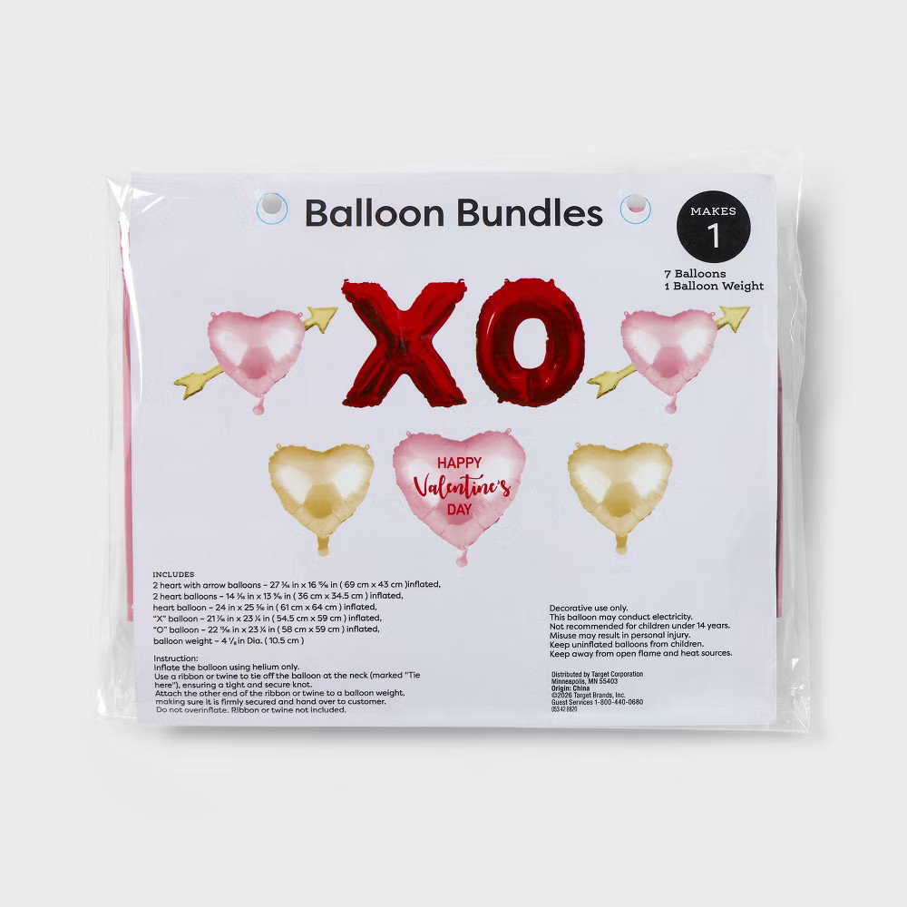 7ct Pre-Inflated Helium Valentine Day Foil Balloon Bundle – Spritz
