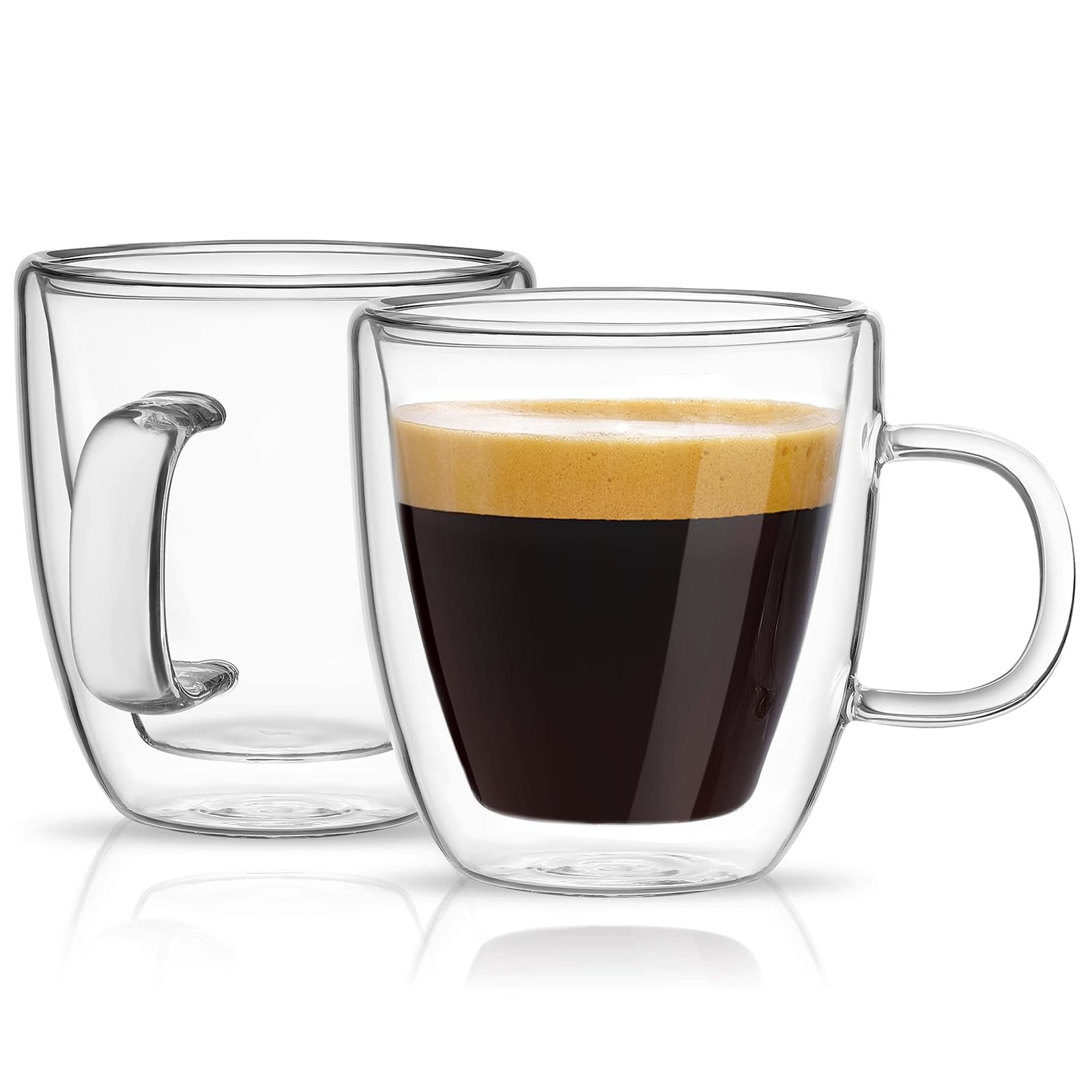 Mfacoy Glass Double Wall Insulated Espresso Cups (Set of 2), 5.4 oz Shots Cup wi