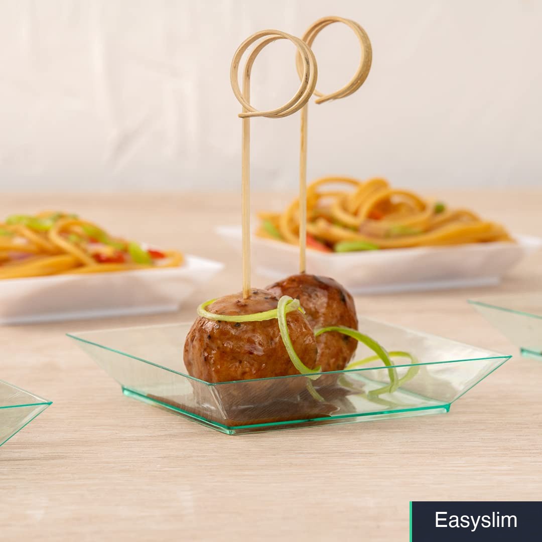 Party Plates Square Seagreen Disposable Plastic 3.9 Inch 20 Count