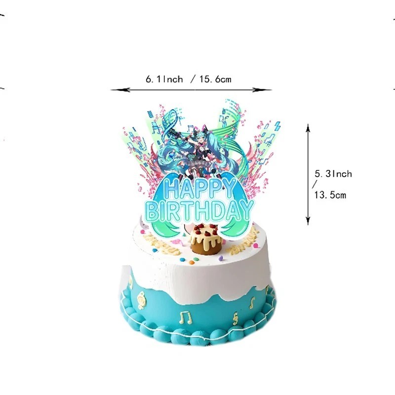 Anime Hatsune Miku Themed Birthday Party Decoration Banner Balloon Cake Topper
