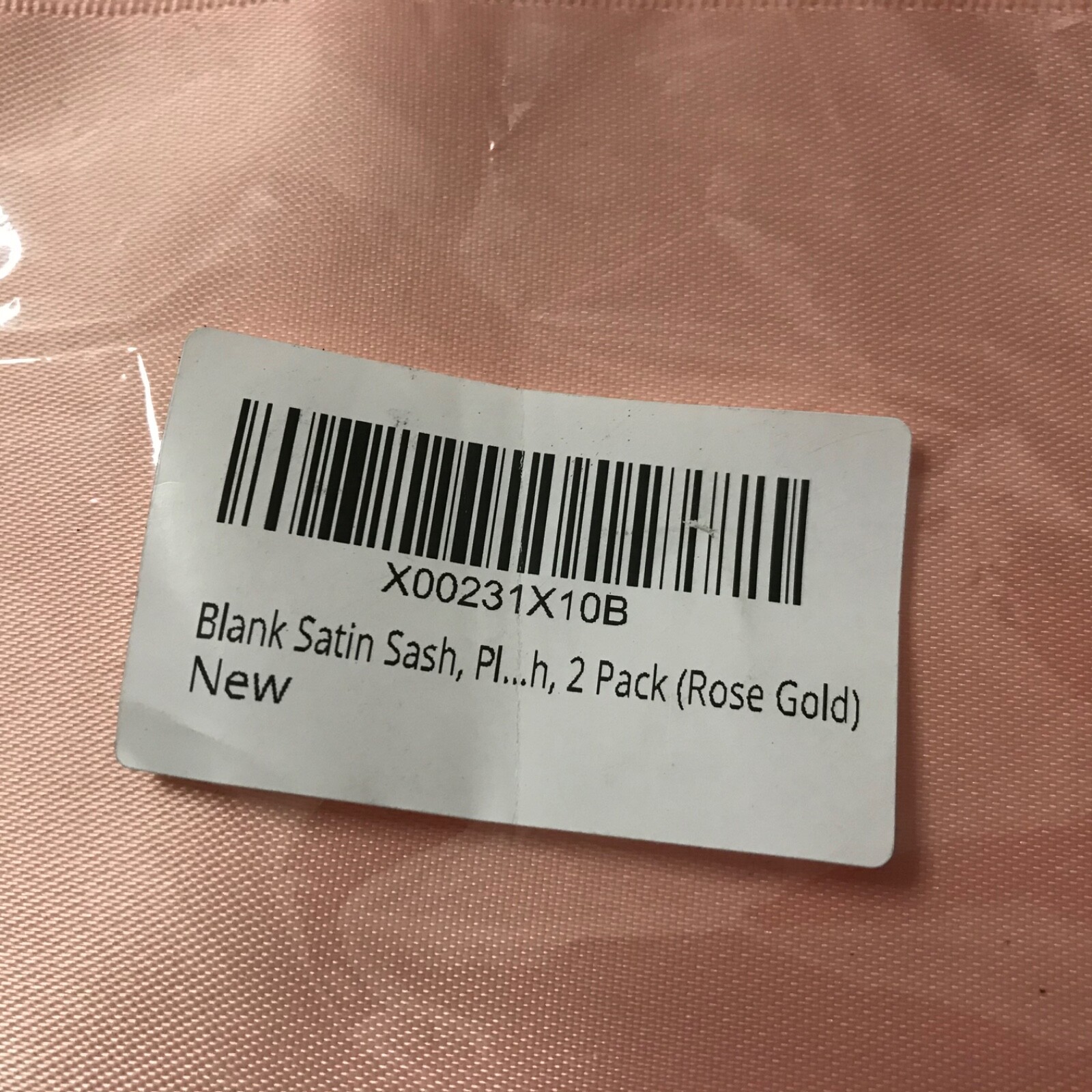 Blank Satin Sash Rose Gold Solid Pink 2 Pack New