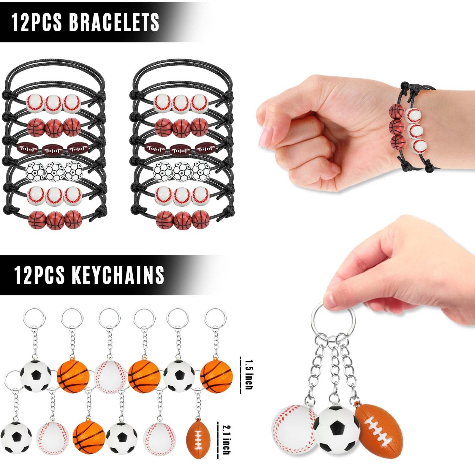 122 PCS Sports Club Party Favors – Basketball, Baseball, Football, Multicolor