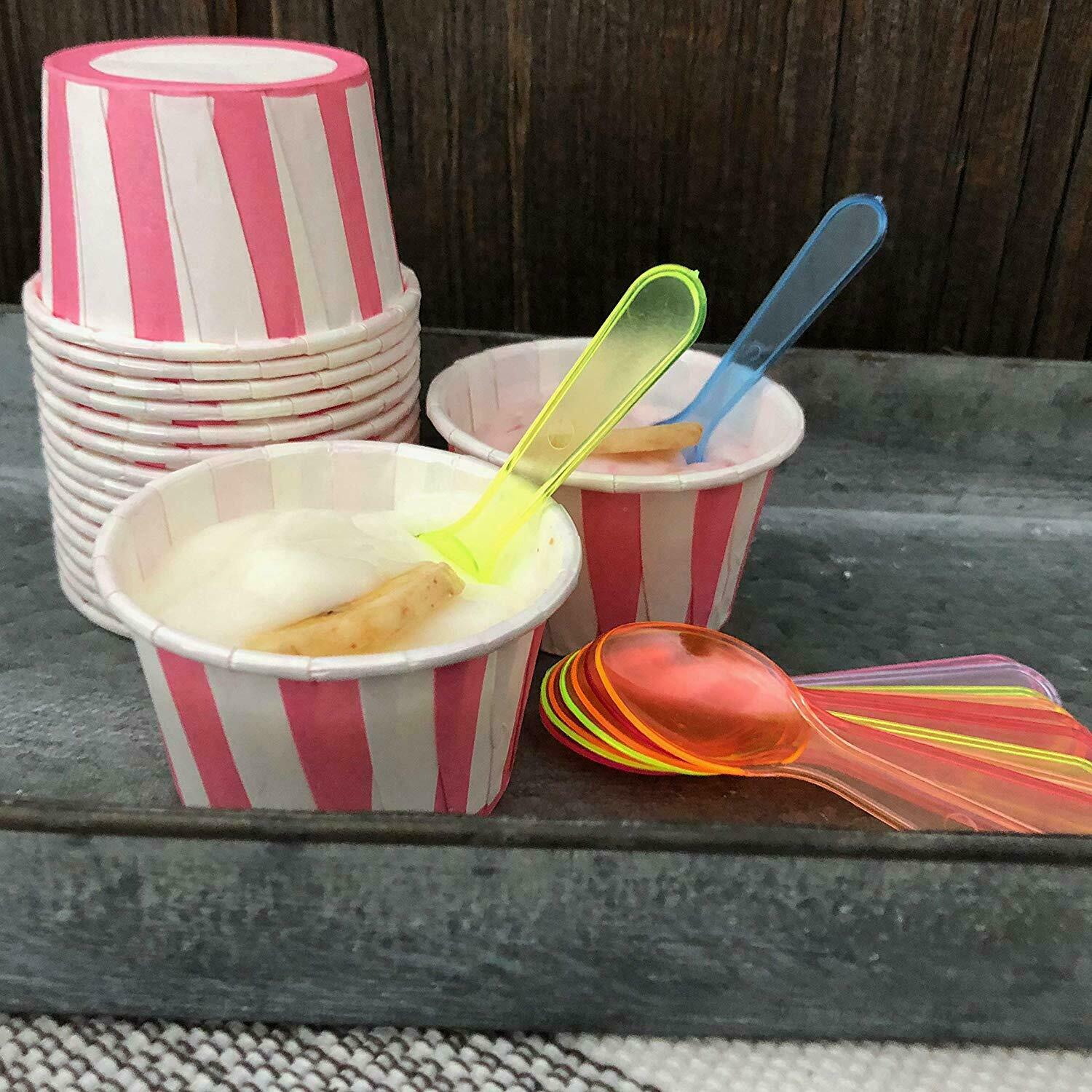 (Pack of 150) 3″ Mini Taster Spoons Tiny Plastic Brightly Colorful Party Spoons