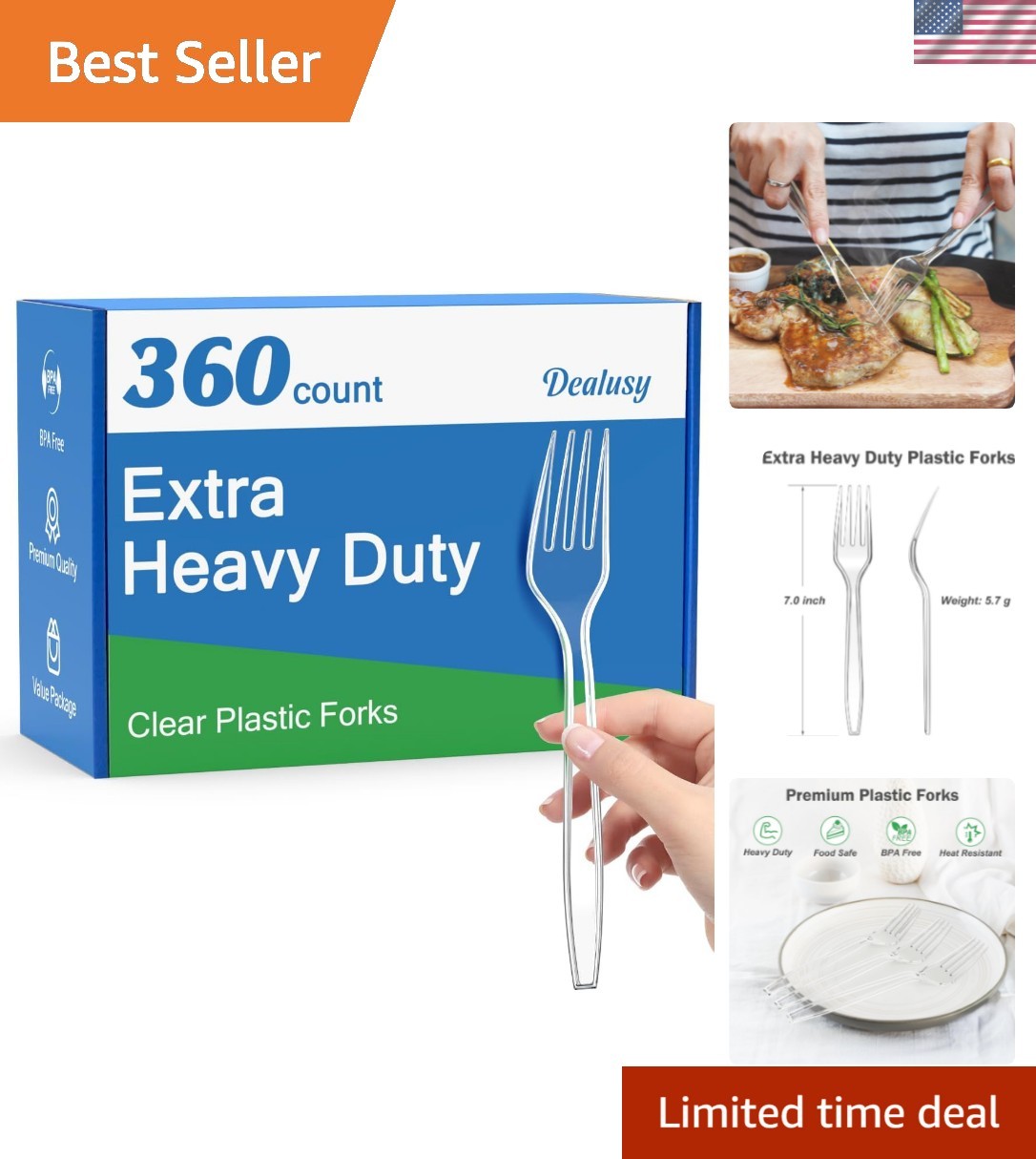 360 Count Extra Heavy Duty Clear Plastic Forks Disposable, BPA-Free, Heat Res…