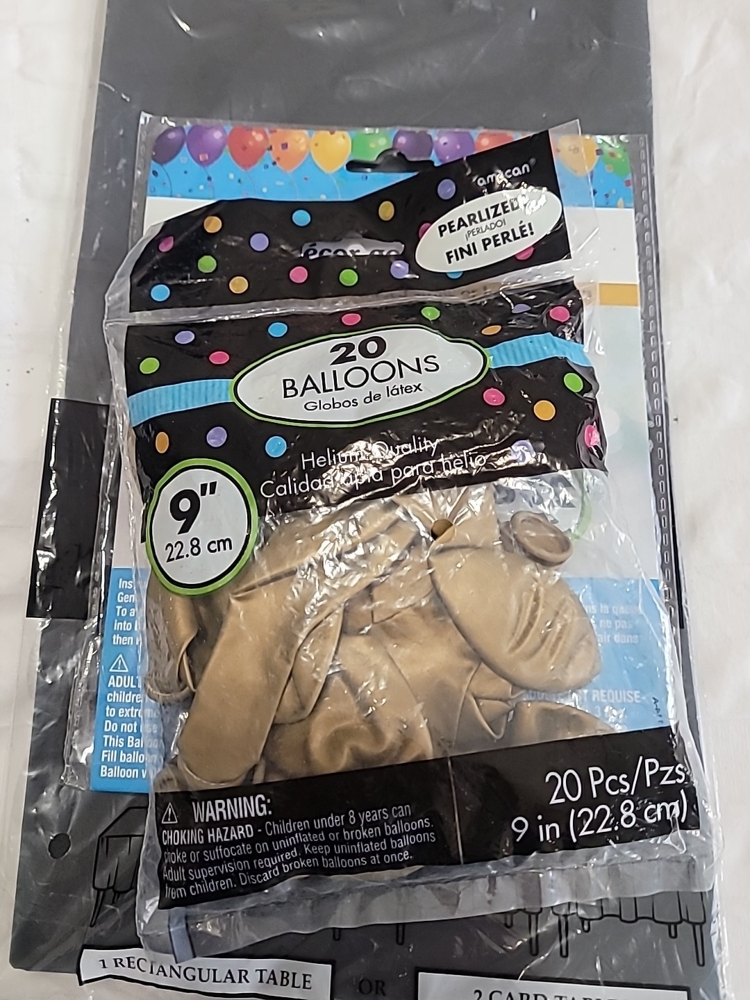 Gold And Black Party Ballons, Tablecover And Inflatable Ring
