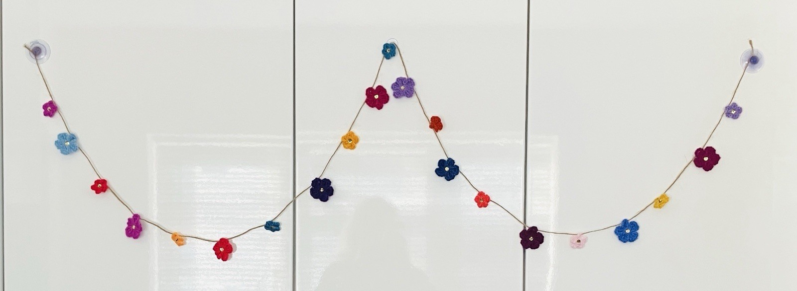 🌸NEW 75″ Hand Crochet Flowers Bunting Window sequin Camper SUMMER gift