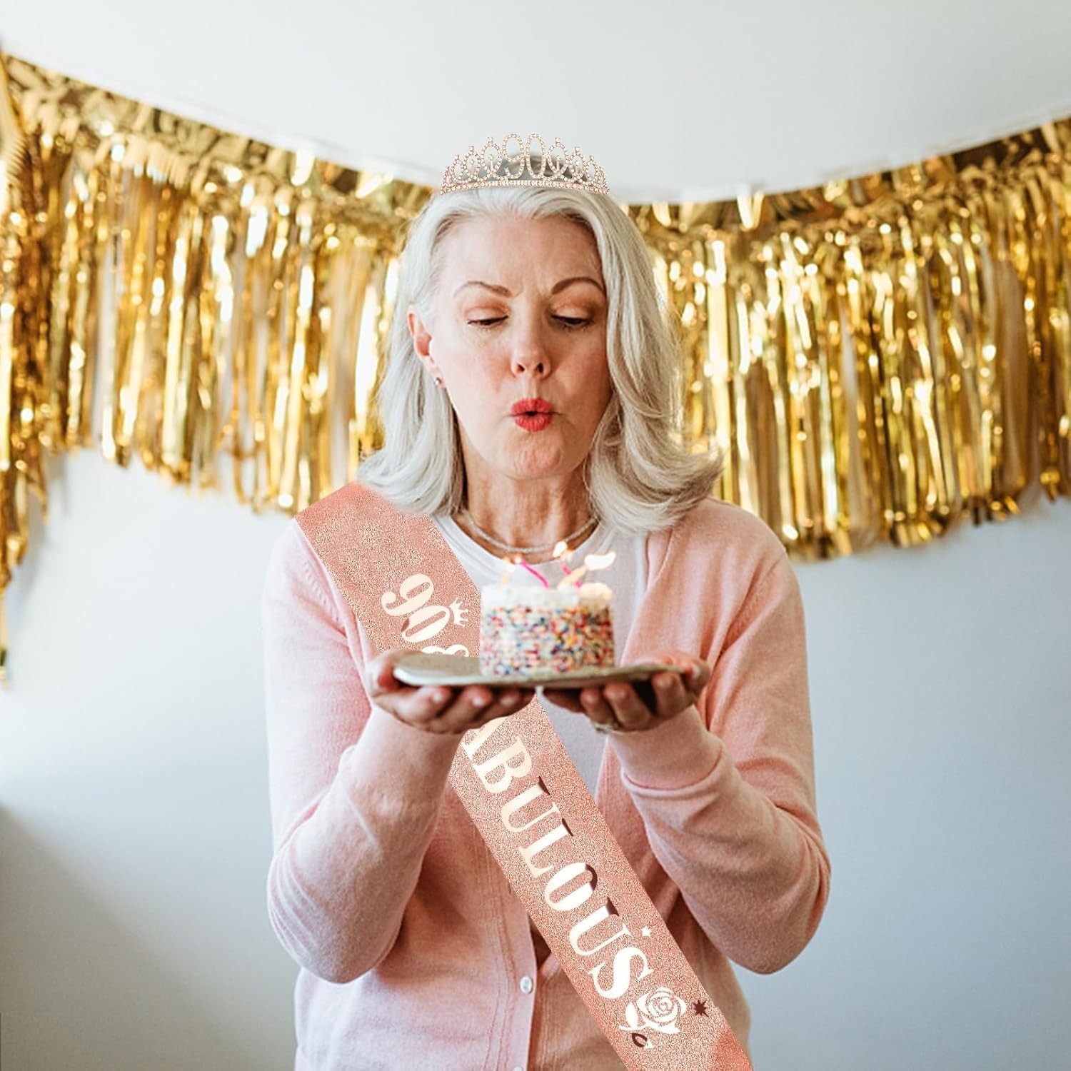 90 & Fabulous Tiara and Glitter Sash Set – Perfect Gift for 90th Birthdays