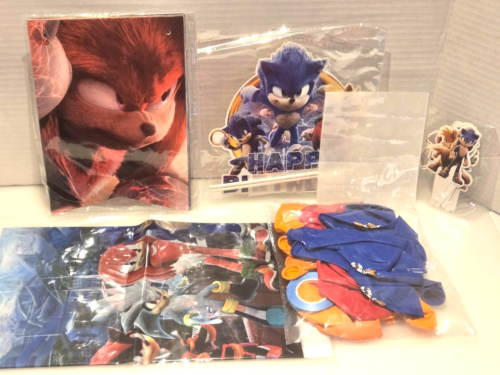 New Birthday Decor Supplies Sonic The Hedgehog Balloons Backdrop Cake Topper Etc