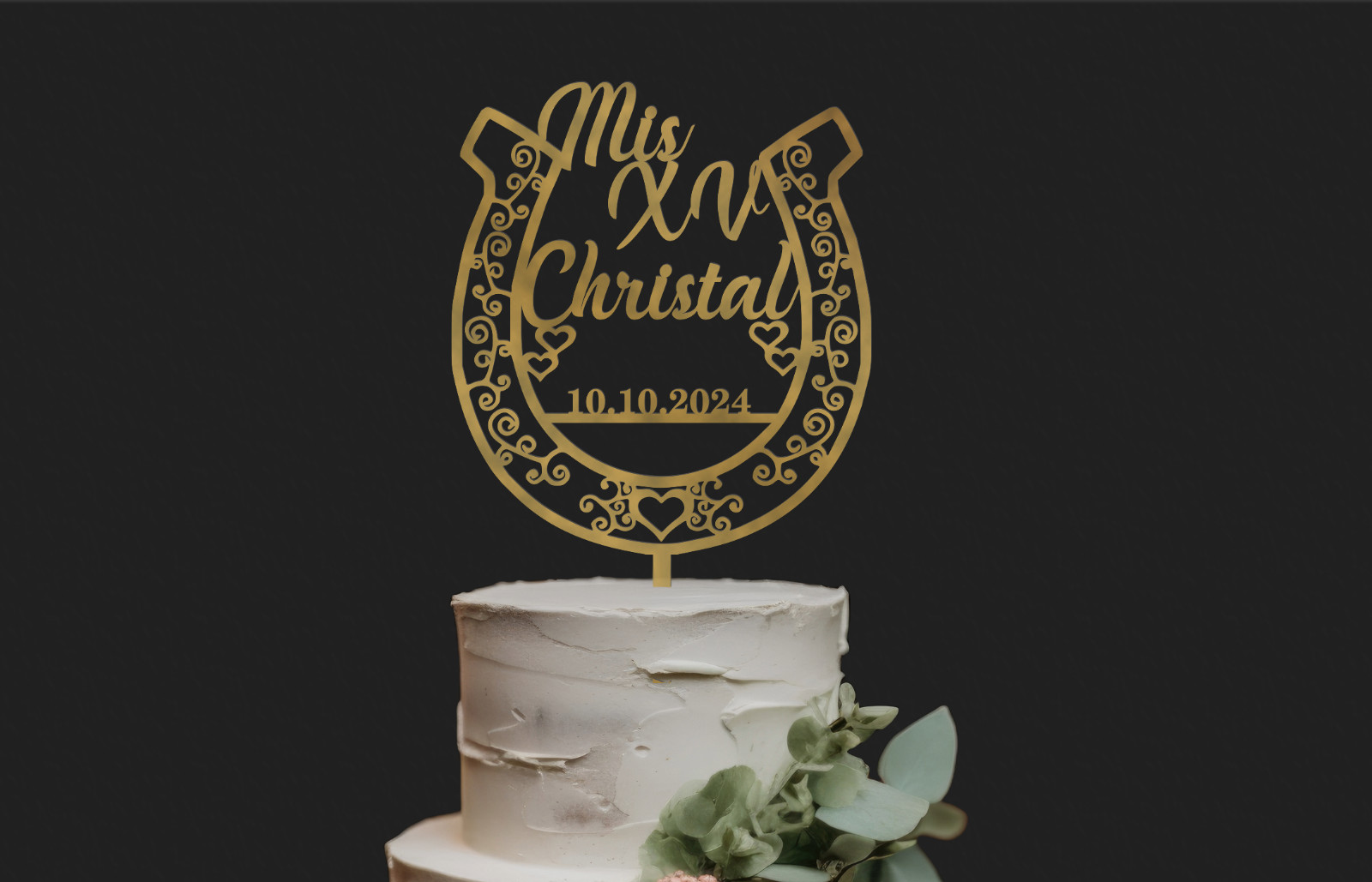 Rustic Wedding Cake Topper, Horseshoe Cake Topper, Country Birthday Topper