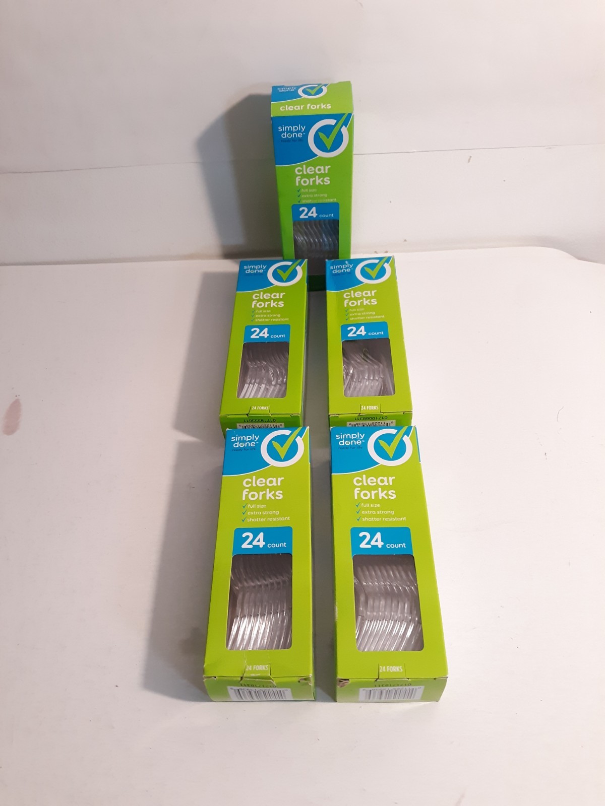 Five Packages Of Simply Done Ckear Plastic Forks 24 Count Box