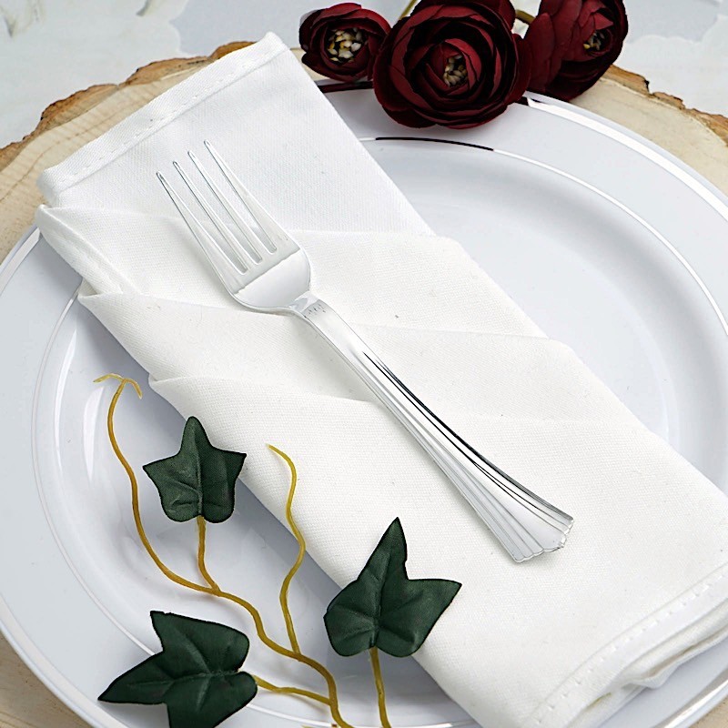 Hard Plastic SILVER FORKS Party Wedding Catering Cutlery Disposable Silverware