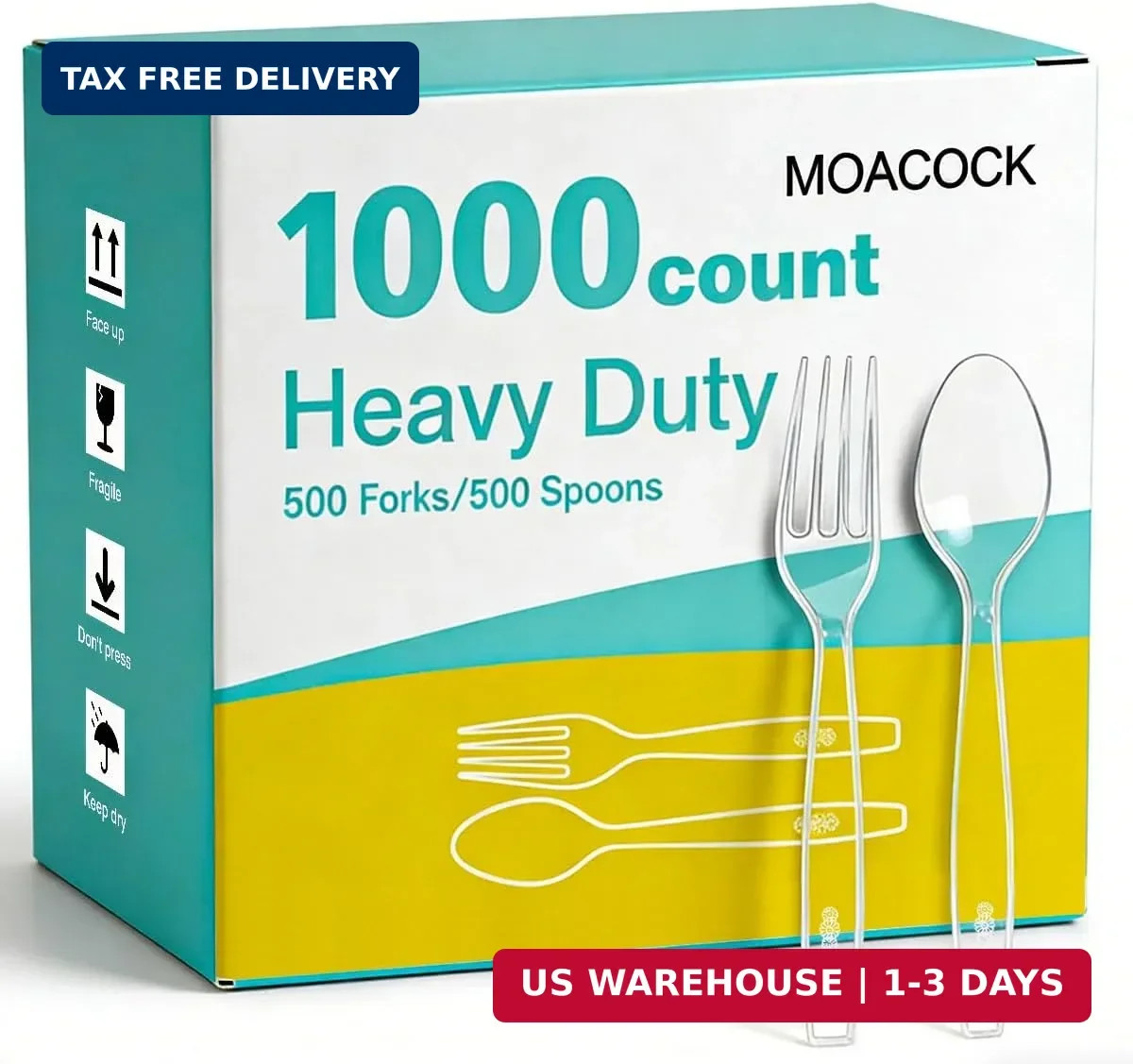 MOACOCK 1000 Count Plastic Silverware, Heavy Weight Plastic Forks Spoons Disposa