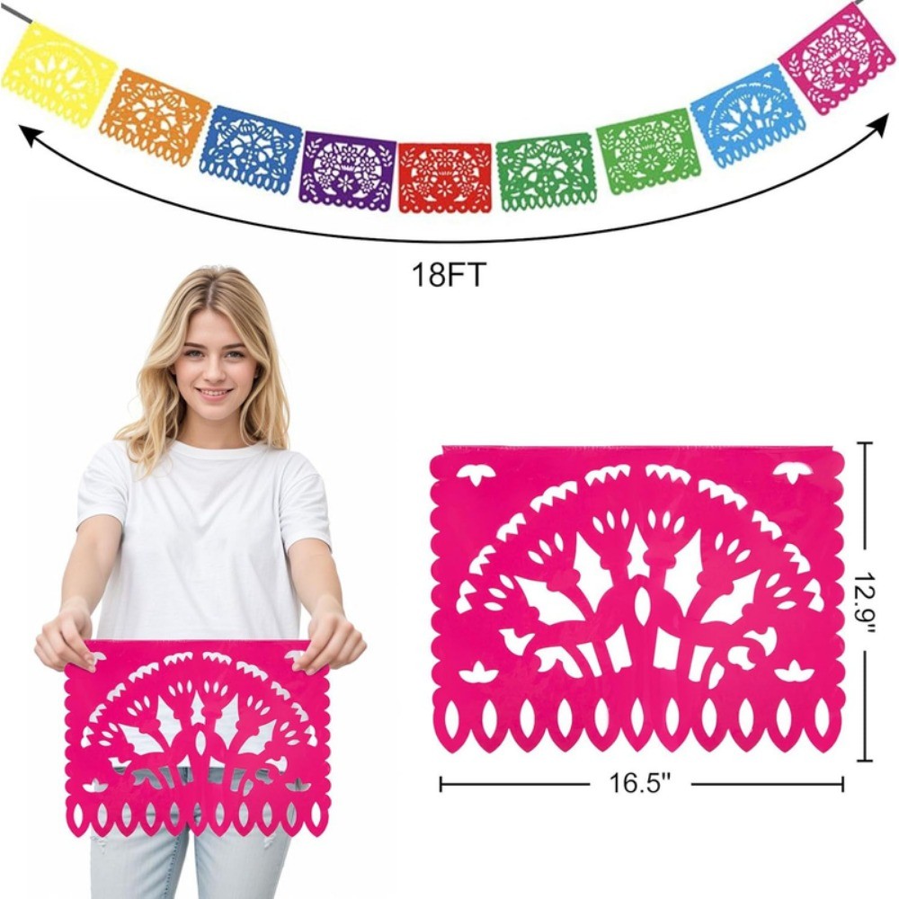 6Pack Fiesta Banner 108FT Cinco De Mayo Party Decorations 9 Plastic Papel Picado