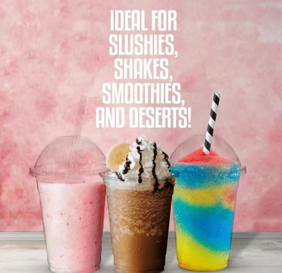 5-50x Reusable Smoothie Cups with Lids 16oz 500ml Milkshake Cold Drinks Juice
